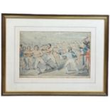 BOXING / PUGILIST INTEREST: ROBERT ISAAC CRUIKSHANK (1789-1856): A HAND COLOURED BOXING PRINT,