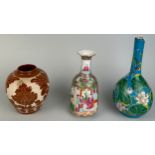 A GROUP OF THREE CHINESE VASES (3), Including one famille rose Canton ware (17cm H)