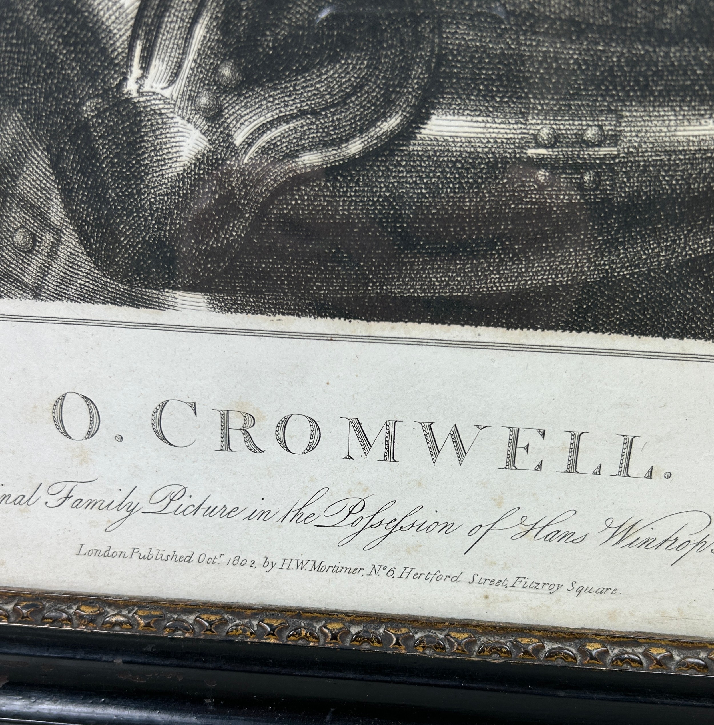 F. BARTOLOZZI: AN ENGRAVING DEPICTING OLIVER CROMWELL, Published H.W. Mortimer, London, 1802. 48cm x - Image 4 of 7