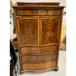 A CONTINENTAL WALNUT CABINET WITH EBONY INLAY 161cm x 101cm x 51cm