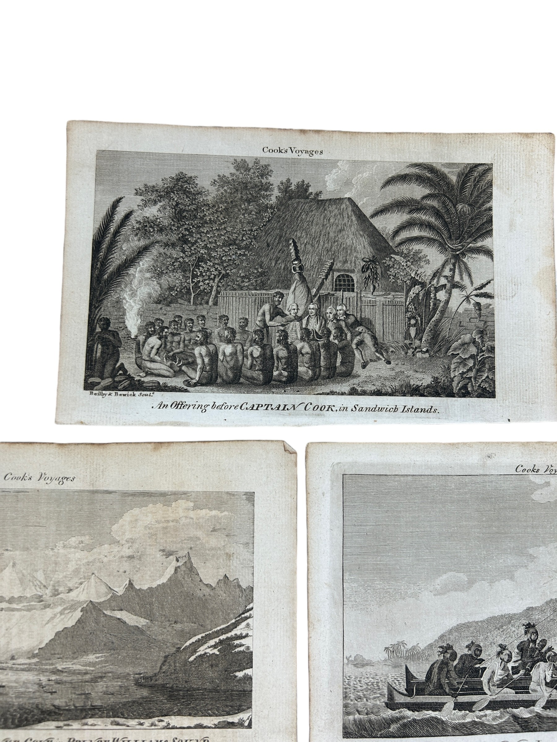 EARLY VIEWS OF COOK'S VOYAGES IN ENGRAVED FORM FROM A FOLIO (7), - Image 3 of 4