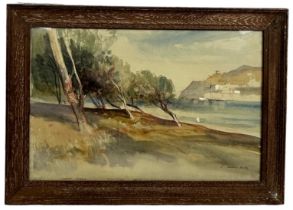 JOHN BARRIE HASTE (1931-2011) A WATERCOLOUR PAINTING ON PAPER 'SEASIDE VIEW OF HYDRA', 49cm x 32cm