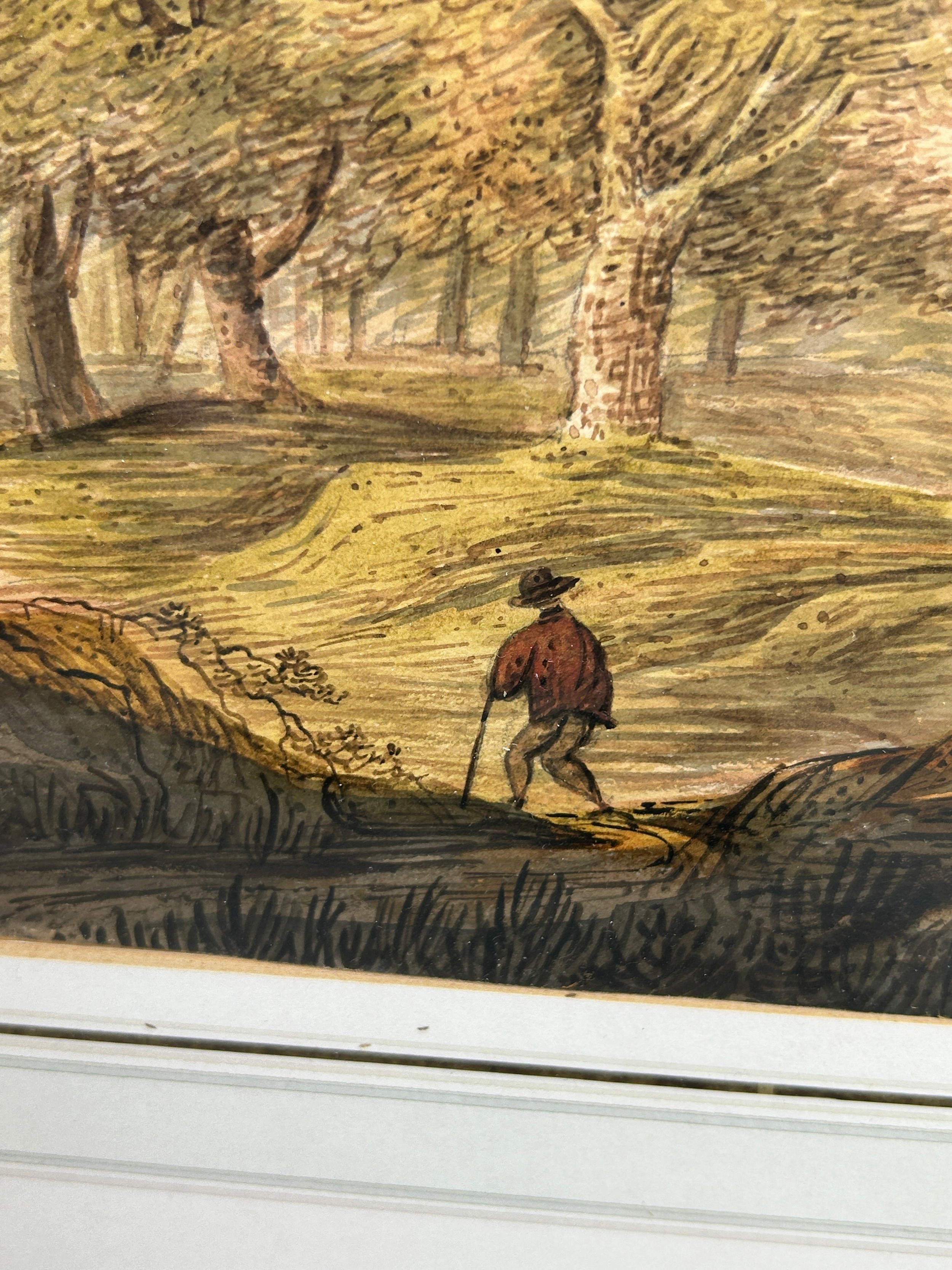 WILLIAM PAYNE (1760-1830): A PAIR OF WATERCOLOUR PAINTINGS ON PAPER DEPICTING WOODED SCENES WITH - Image 4 of 5