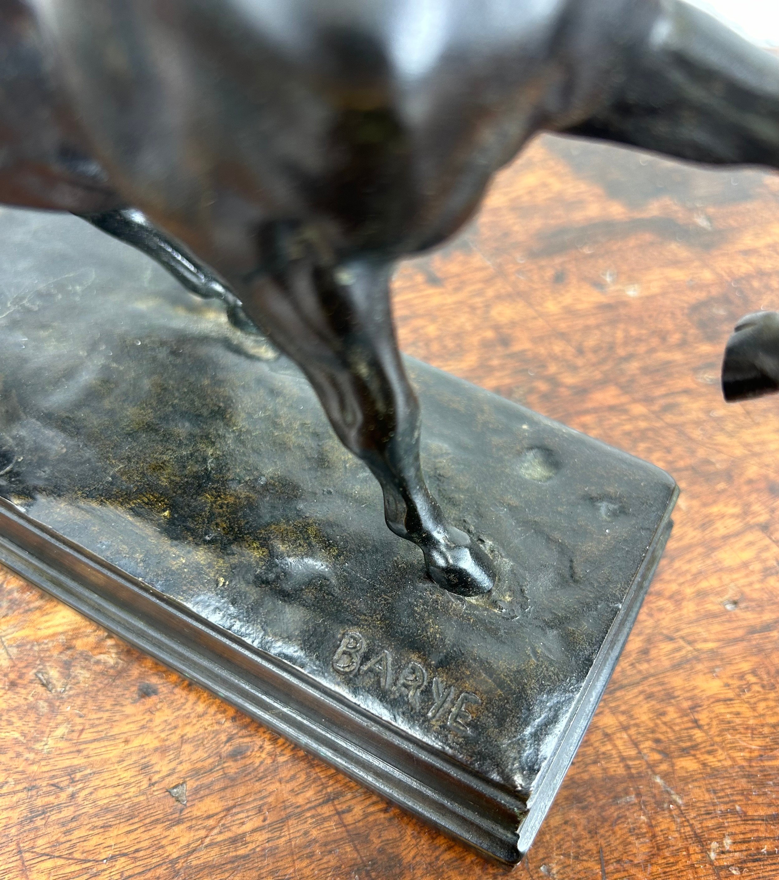 AFTER ANTOINE-LOUIS BARYE (FRENCH 1795-1875): A BRONZE SCULPTURE 'CHEVAL A LA TURC', 18cm x 18cm x - Image 4 of 4