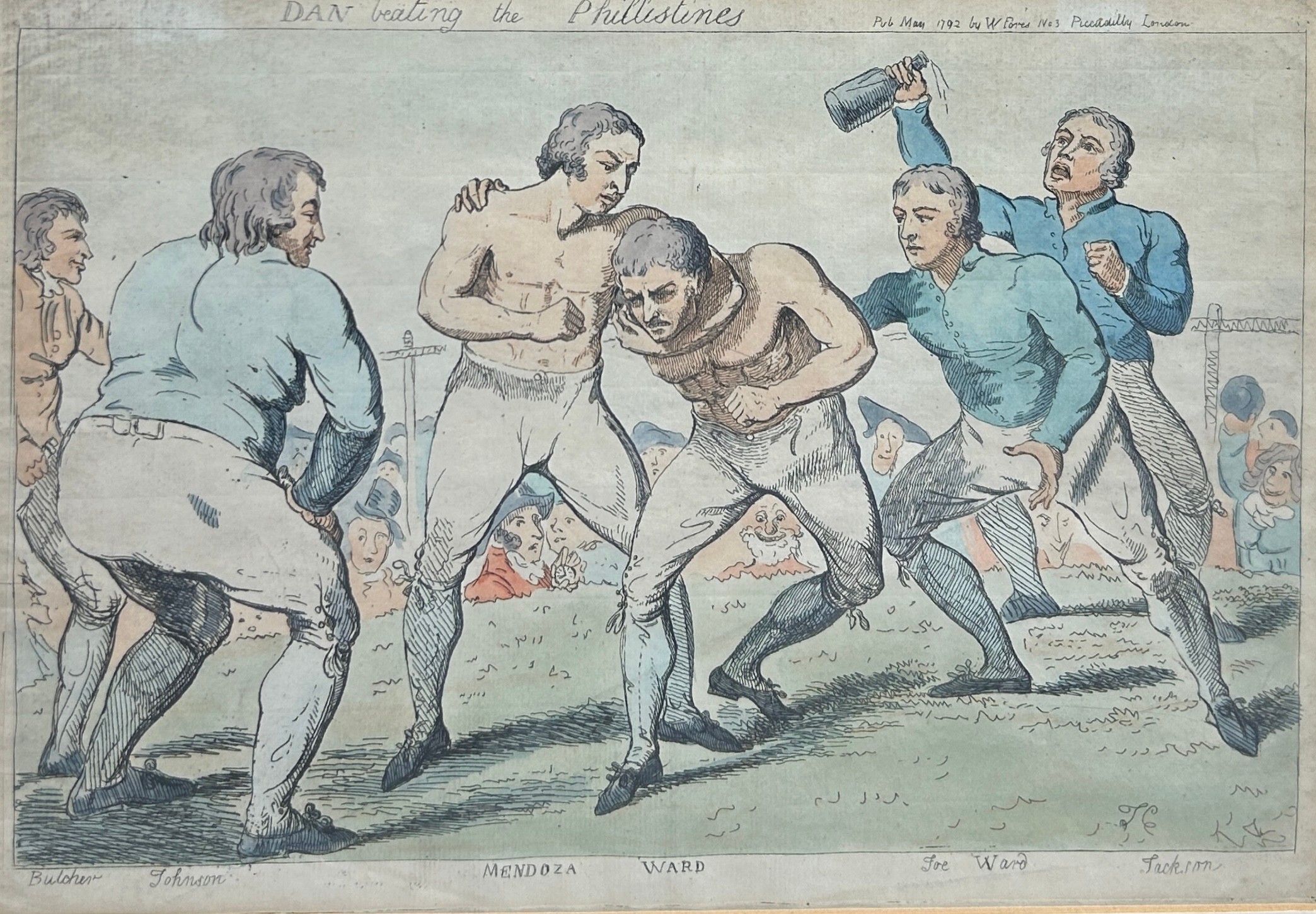 BOXING / PUGILIST INTEREST: AFTER JAMES GILRAY (1756-1815): BOXING PRINT 'DAN BEATING THE - Image 2 of 4