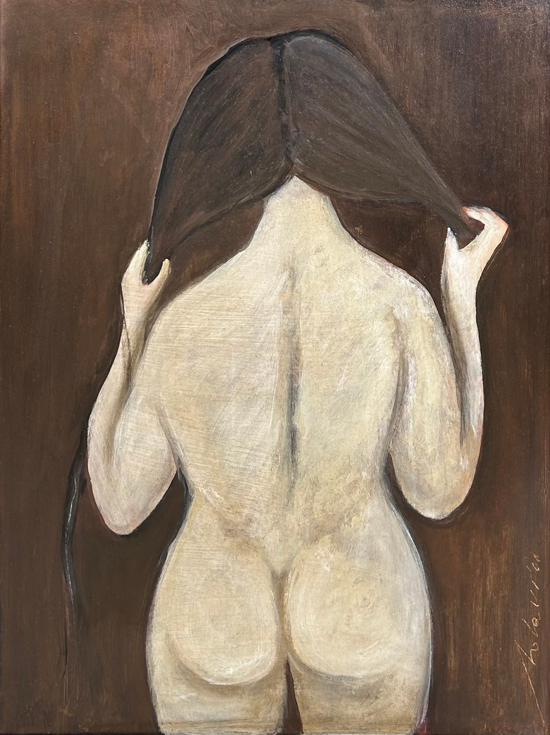 AN OIL ON BOARD PAINTING DEPICTING A NUDE FIGURE OF A LADY, 60cm x 45cm Mounted in a frame 66cm x - Image 3 of 5