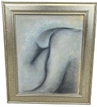 AN OIL ON BOARD PAINTING DEPICTING AN ABSTRACT COMPOSITION OF A NUDE FIGURE, 48cm x 38cm 62cm x 52cm