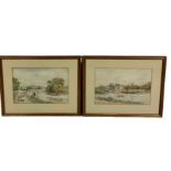 WALTER DUNCAN: A PAIR OF WATERCOLOUR PAINTINGS ON PAPAER DEPICTING VIEWS OF RICHMOND RIVER SIDE AND
