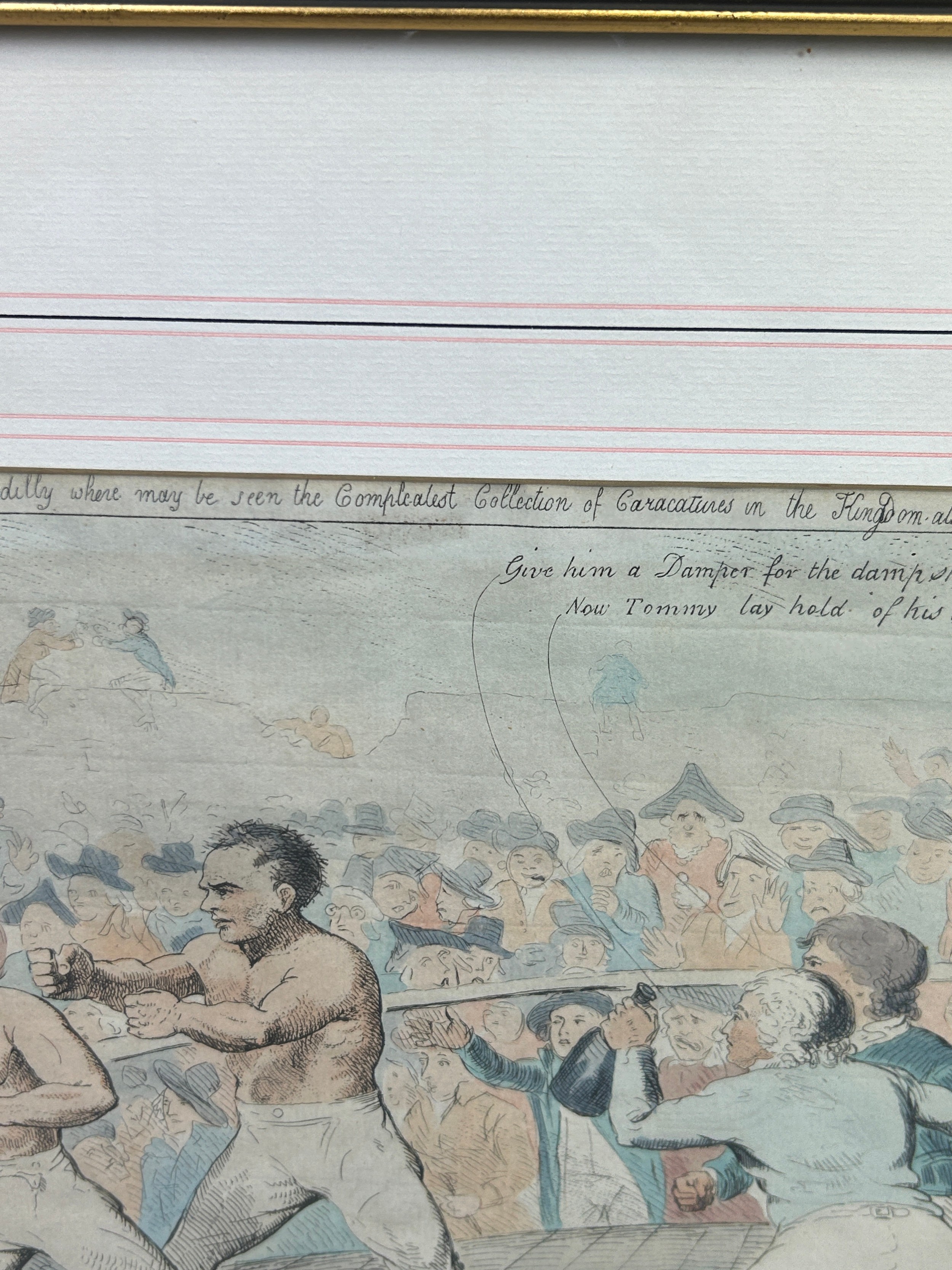 BOXING / PUGILIST INTEREST: ROBERT ISAAC CRUIKSHANK (1789-1856): A HAND COLOURED BOXING PRINT, - Image 5 of 8