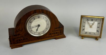A GARRARD DECO MANTLE CLOCK ALONG WITH A BENTIMA CLOCK, Garrard 25cm x 17cm