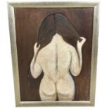 AN OIL ON BOARD PAINTING DEPICTING A NUDE FIGURE OF A LADY, 60cm x 45cm Mounted in a frame 66cm x