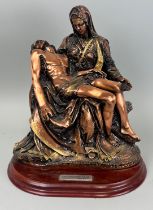 PAOLO SCHIRALDI: AN ITALIAN COPPER SCULPTURE OF MARY WITH THE LIFELESS FIGURE OF CHRIST, 39cm x 31cm
