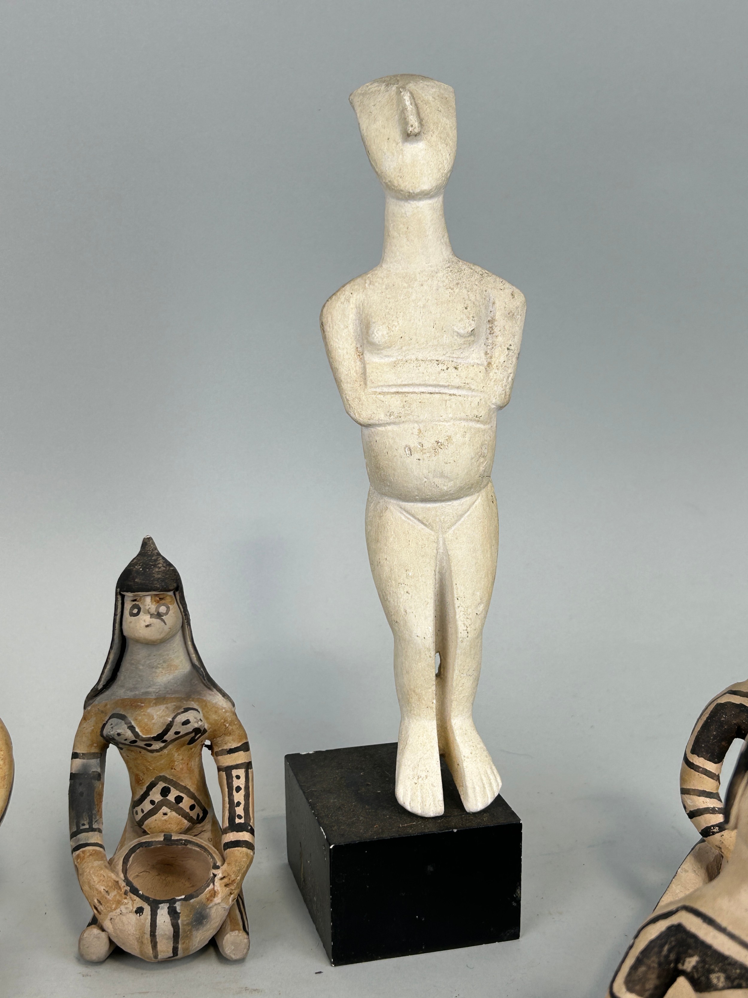A SCULPTURE AFTER HENRY MOORE ALONG WITH A COLLECTION OF KARAJA TRIBE POTTERY FIGURES (9) Some - Image 3 of 4