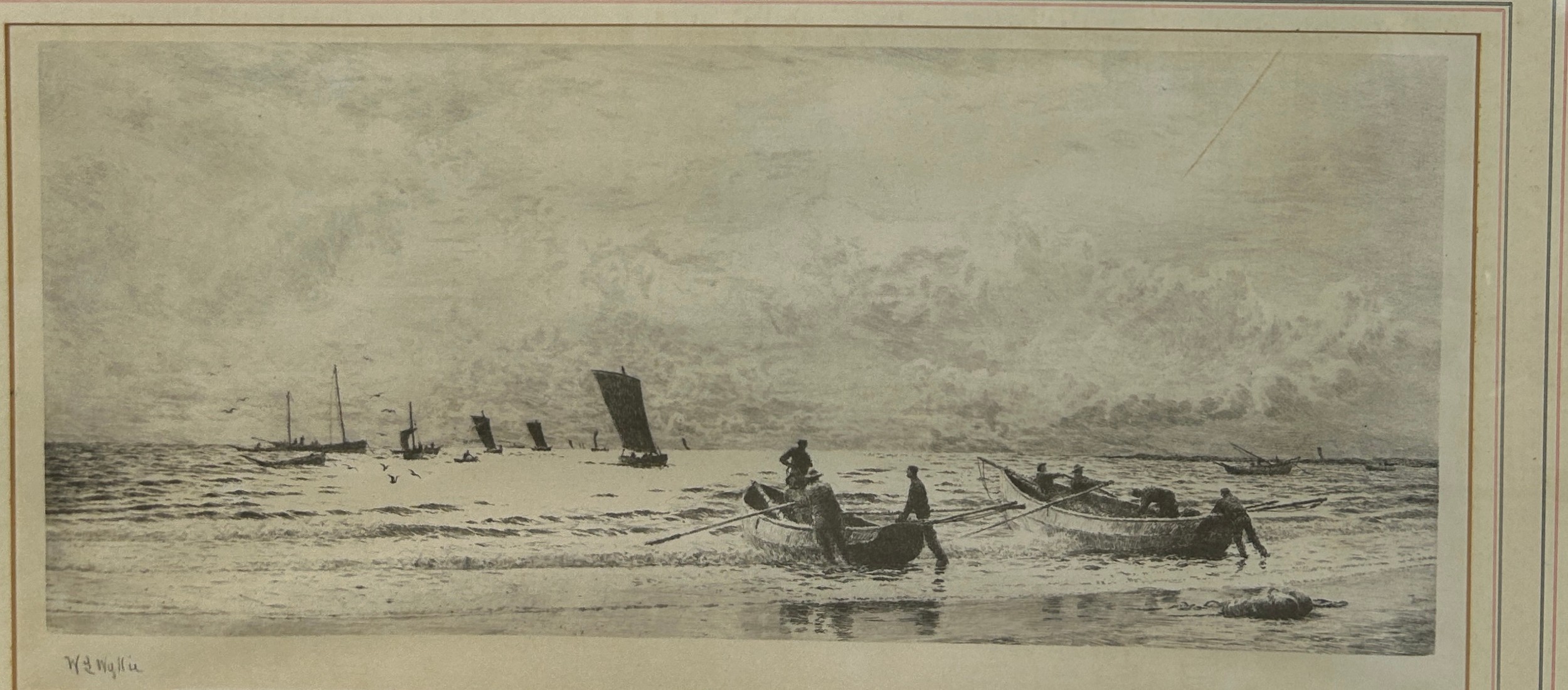 WILLIAM LIONEL WYLLIE (1851-1931): A PRINT DEPICTING A 'FISHING SCENE WITH SAILING BOATS', Signed. - Image 2 of 3