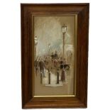 A 19TH OR 20TH CENTURY FRENCH OR CONTINENTAL WATERCOLOUR PAINTING ON PAPER DEPICTING FIGURES BY A