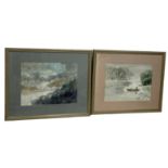 A PAIR OF WATERCOLOURS DEPICTING SOUTH EAST ASIAN VIEWS OF LAKE SCENES, SINGAPORE OR VIETNAM' (2),