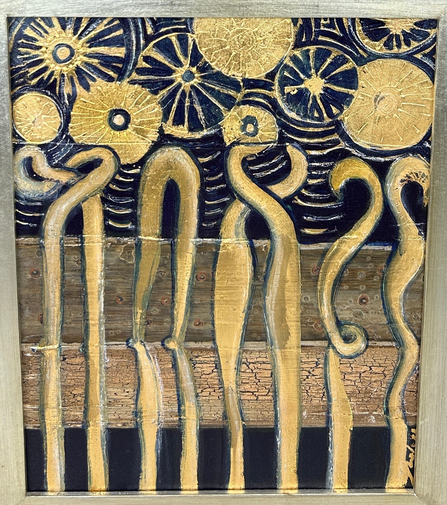 A MIXED MEDIA PAINTING WITH GOLD LEAF ON CANVAS TITLED 'SOUL CONNECTIONS', Signed with certificate - Image 2 of 4