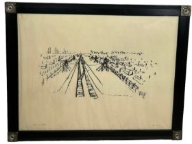 HOLOCAUST MEMORIAL: A PEN ON PAPER DRAWING SIGNED 'RYAN 2001', 98cm x 73cm Mounted in a frame and