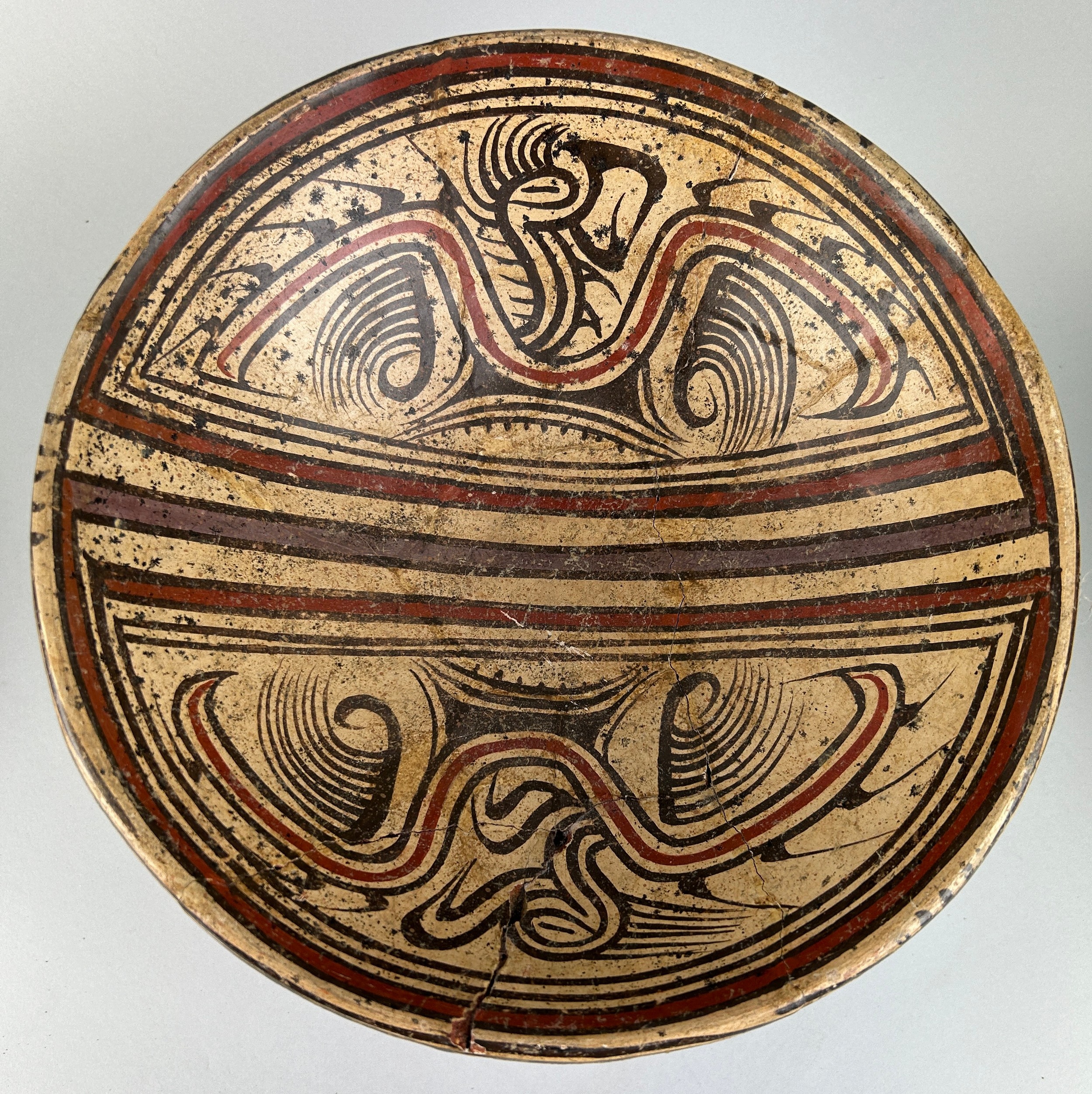 A PRE COLUMBIAN TERRACOTTA 'COCLE TAZZA' OR PEDESTAL BOWL, From Coclé Province, Panama. 26cm x - Image 2 of 5