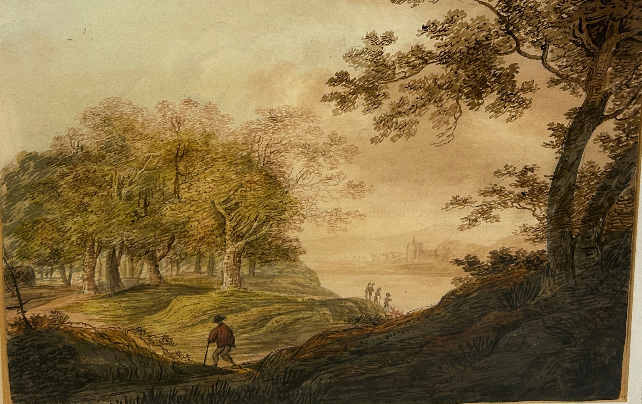 WILLIAM PAYNE (1760-1830): A PAIR OF WATERCOLOUR PAINTINGS ON PAPER DEPICTING WOODED SCENES WITH - Image 3 of 5