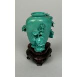 A CHINESE TURQUOISE VASE ON STAND, 5cm H