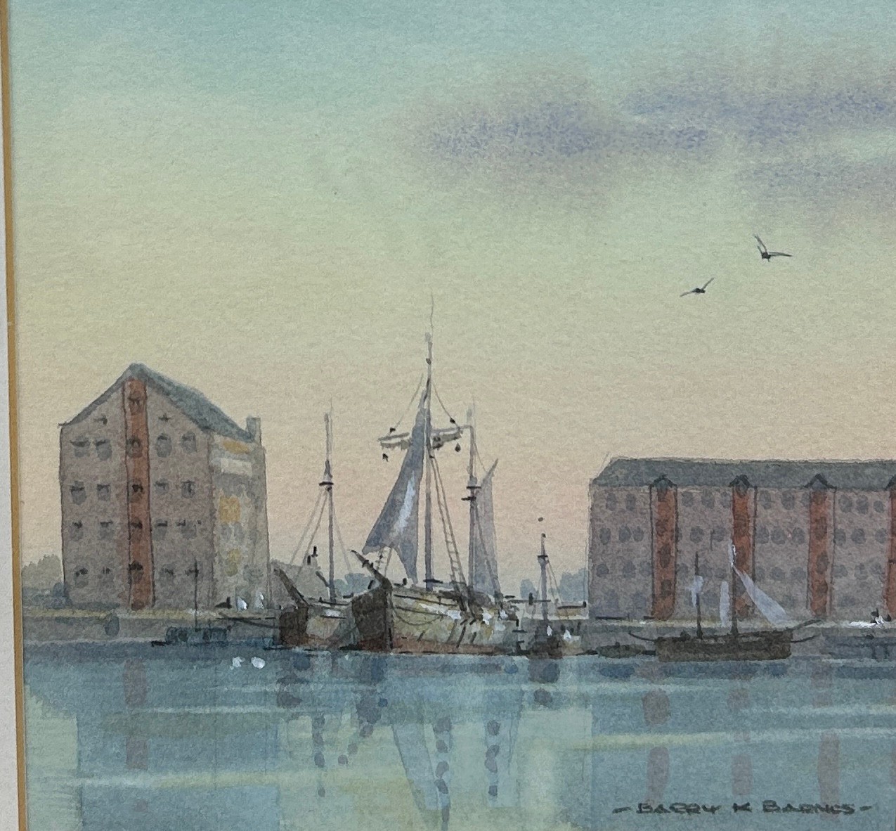 A WATERCOLOUR PAINTING ON PAPER DEPICTING A CONTINENTAL PORT ALONG WITH ANOTHER PORT SCENE (2) Label - Image 3 of 4