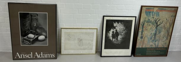 A COLLECTION OF FOUR ART AND GALLERY PRINTS, Largest frame 77cm x 56cm
