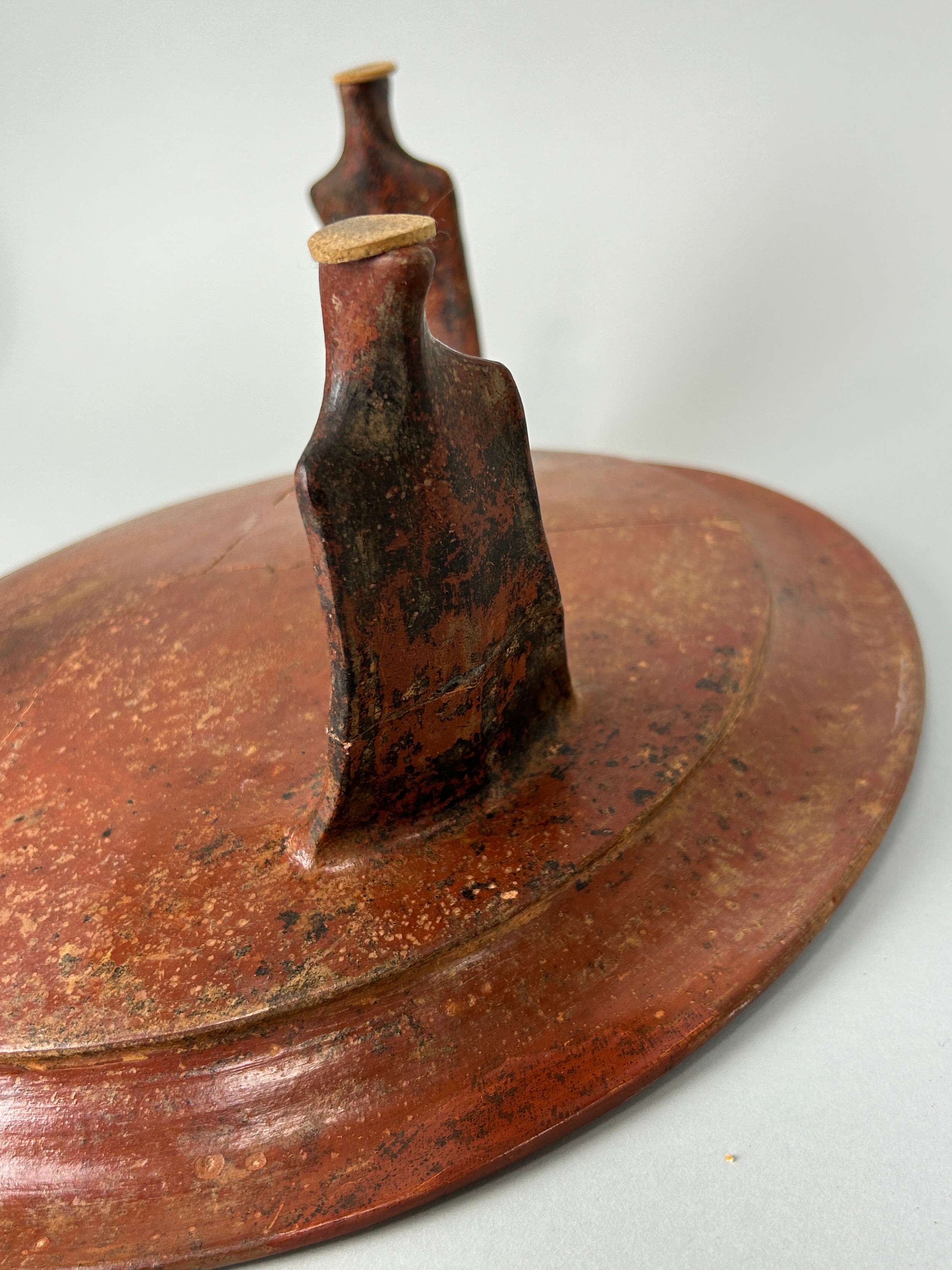 AN ETRUSCAN IMPASTO RED POLISHED TRIPOD DISH CIRCA 6TH CENTURY B.C. 34.3cm x 14.9cm Purchased at - Image 9 of 9