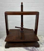 A 19TH CENTURY OAK BOOK PRESS, 45cm x 27cm