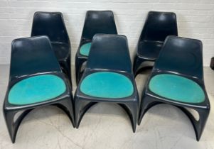 A SET OF SIX MID CENTURY NORWEGIAN DESIGN STACKING CHAIRS BY CADO (6), 75cm H each.