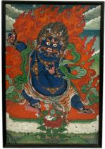 A CHINESE 19TH CENTURY THANGKA DEPICTING THE BODHSATTVA VAJRAPANI FROM TIBET, 60cm x 40cm