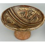 A PRE COLUMBIAN TERRACOTTA 'COCLE TAZZA' OR PEDESTAL BOWL, From Coclé Province, Panama. 26cm x