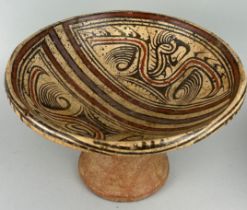 A PRE COLUMBIAN TERRACOTTA 'COCLE TAZZA' OR PEDESTAL BOWL, From Coclé Province, Panama. 26cm x