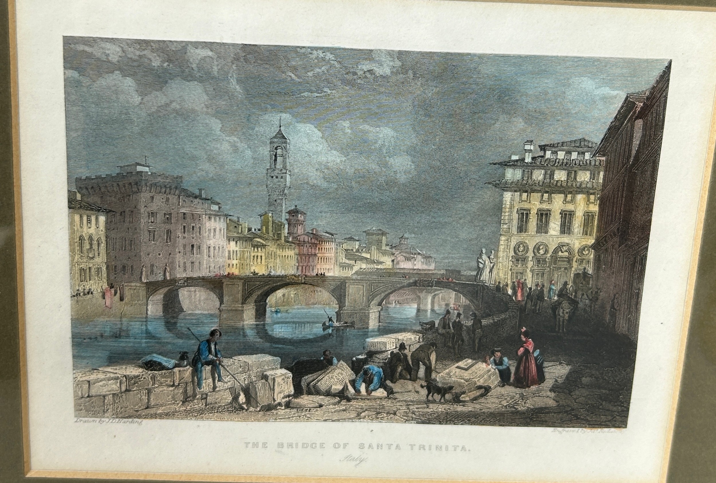 AFTER DAVID ROBERTS RA (1796-1864): A HAND COLOURED ENGRAVING TITLED 'SUEZ 1869', 49cm x 32cm - Image 4 of 4