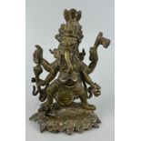 AN INDIAN BRONZE FIGURE OF GANESH PROBABLY 17TH OR 18TH CENTURY, 18cm x 11cm