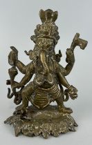 AN INDIAN BRONZE FIGURE OF GANESH PROBABLY 17TH OR 18TH CENTURY, 18cm x 11cm