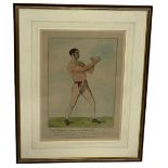 BOXING / PUGILIST INTEREST: A HAND COLOURED ENGRAVING DEPICTING THOMAS SPRING, CHAMPION OF