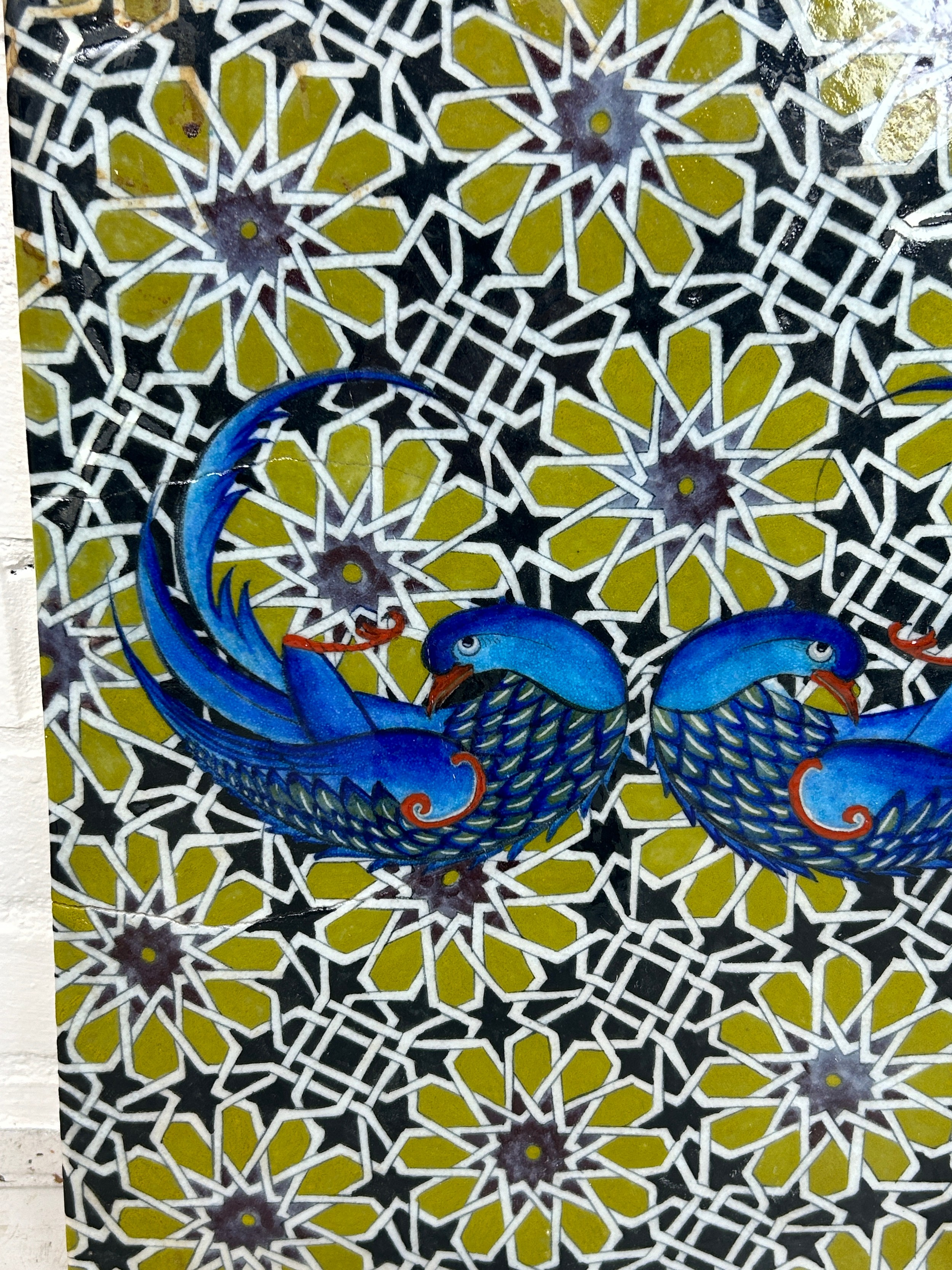 A PERSIAN TILE DECORATED WITH BIRDS AND FLOWERS, 49cm x 34cm - Image 2 of 4