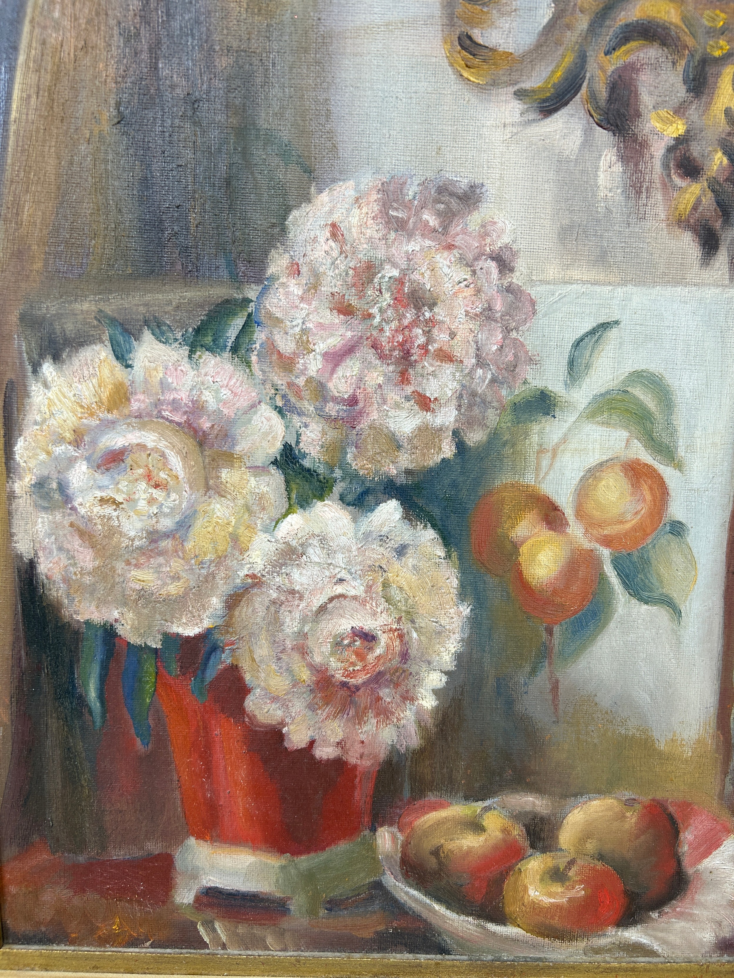 ATTRIBUTED TO TO WILL 'WILLIAM' ASHTON: AN OIL ON CANVAS PAINTING DEPICTING FLOWERS, 45cm x 37cm - Image 3 of 4