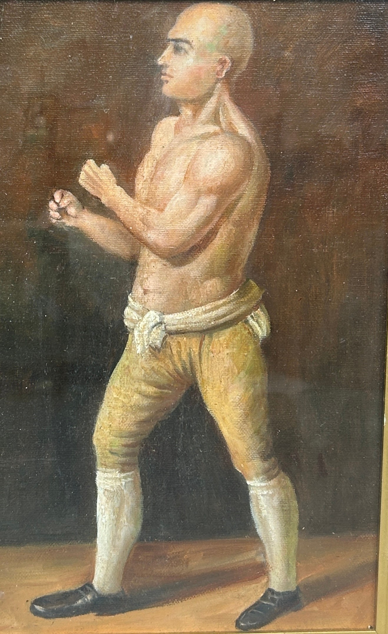 A 19TH CENTURY OIL ON CANVAS PAINTING DEPICTING THE FAMOUS PUGILIST GEORGE 'COACHMAN' STEVENSON, - Image 2 of 5