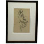 SAMUEL PEPLOE (SCOTTISH 1871-1935): A PENCIL DRAWING ON PAPER DEPICTING A NUDE LIFE MODEL, 35cm x