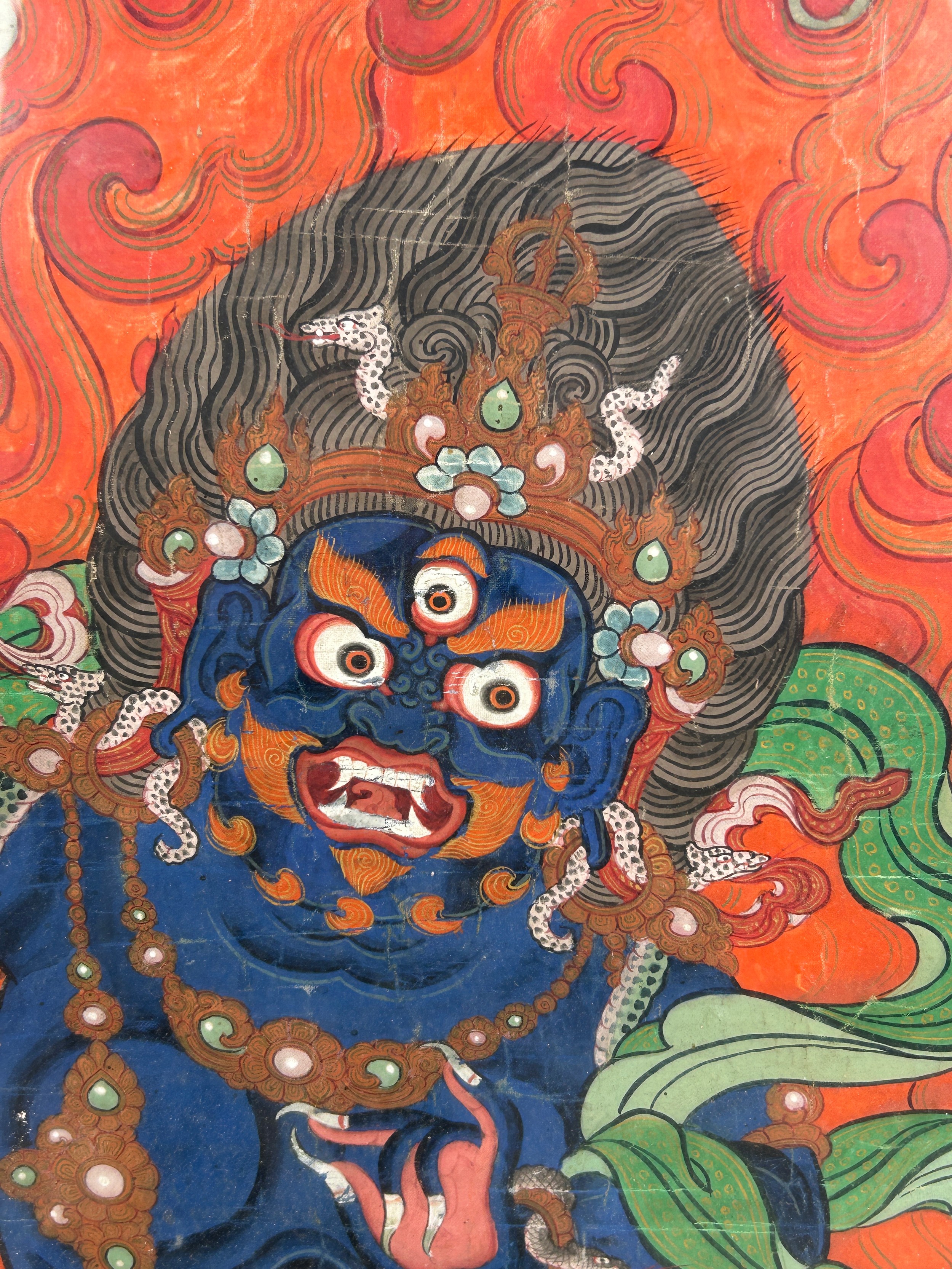 A CHINESE 19TH CENTURY THANGKA DEPICTING THE BODHSATTVA VAJRAPANI FROM TIBET, 60cm x 40cm - Image 6 of 10