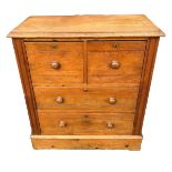 AN ANTIQUE PINE CHEST OF DRAWERS, Two short over two long drawers. 95cm x 86cm x 40cm