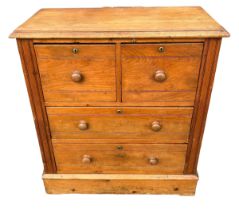 AN ANTIQUE PINE CHEST OF DRAWERS, Two short over two long drawers. 95cm x 86cm x 40cm