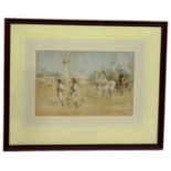 A WATERCOLOUR ON PAPER DEPICTING AN ARABIAN SCENE WITH KINGS ESCORT, Signed. 35cm x 22cm Mounted