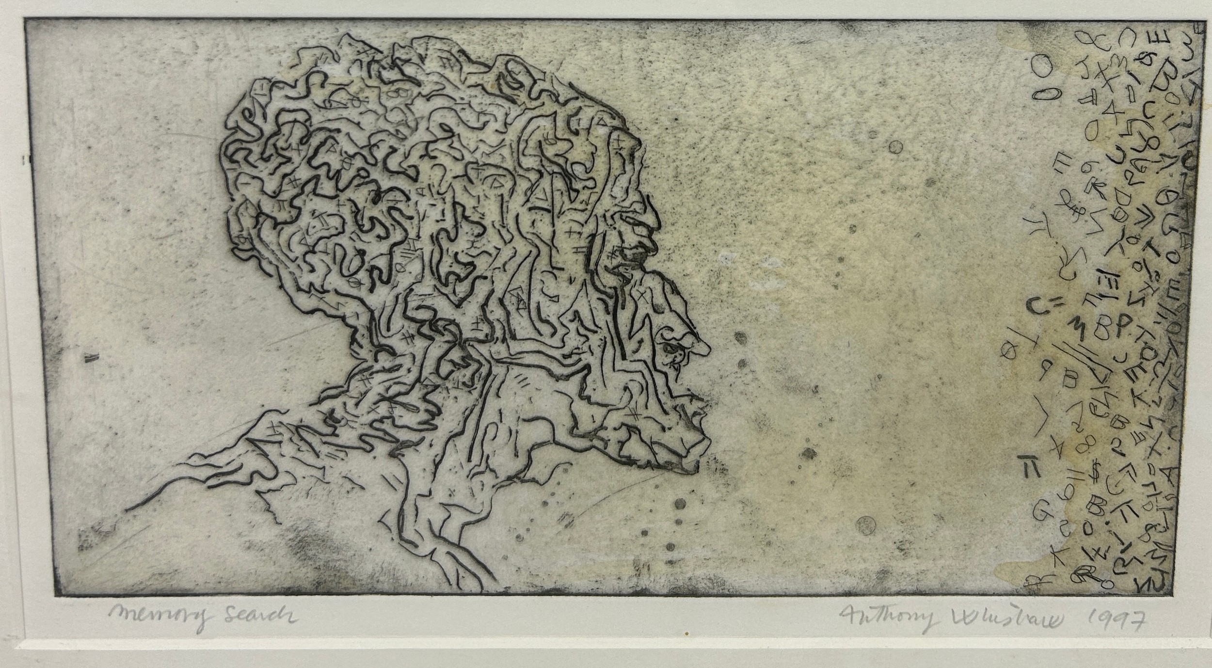 ANTHONY WHISHAW RA (B. 1930): AN ETCHING TITLED 'MEMORY SEARCH', 31cm x 17cm Mounted in a frame and - Image 3 of 3