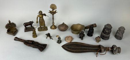 A COLLECTION OF INDIAN METAL FIGURES, CHINESE FIGURES AND OTHERS (QTY)