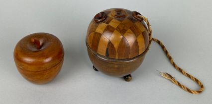TWO TREEN BOXES, Largest 11cm x 9cm