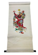 A 20TH CENTURY CHINESE SCROLL DEPICTING A WARRIOR, Painting 75cm x 41cm Scroll 154cm x 52cm