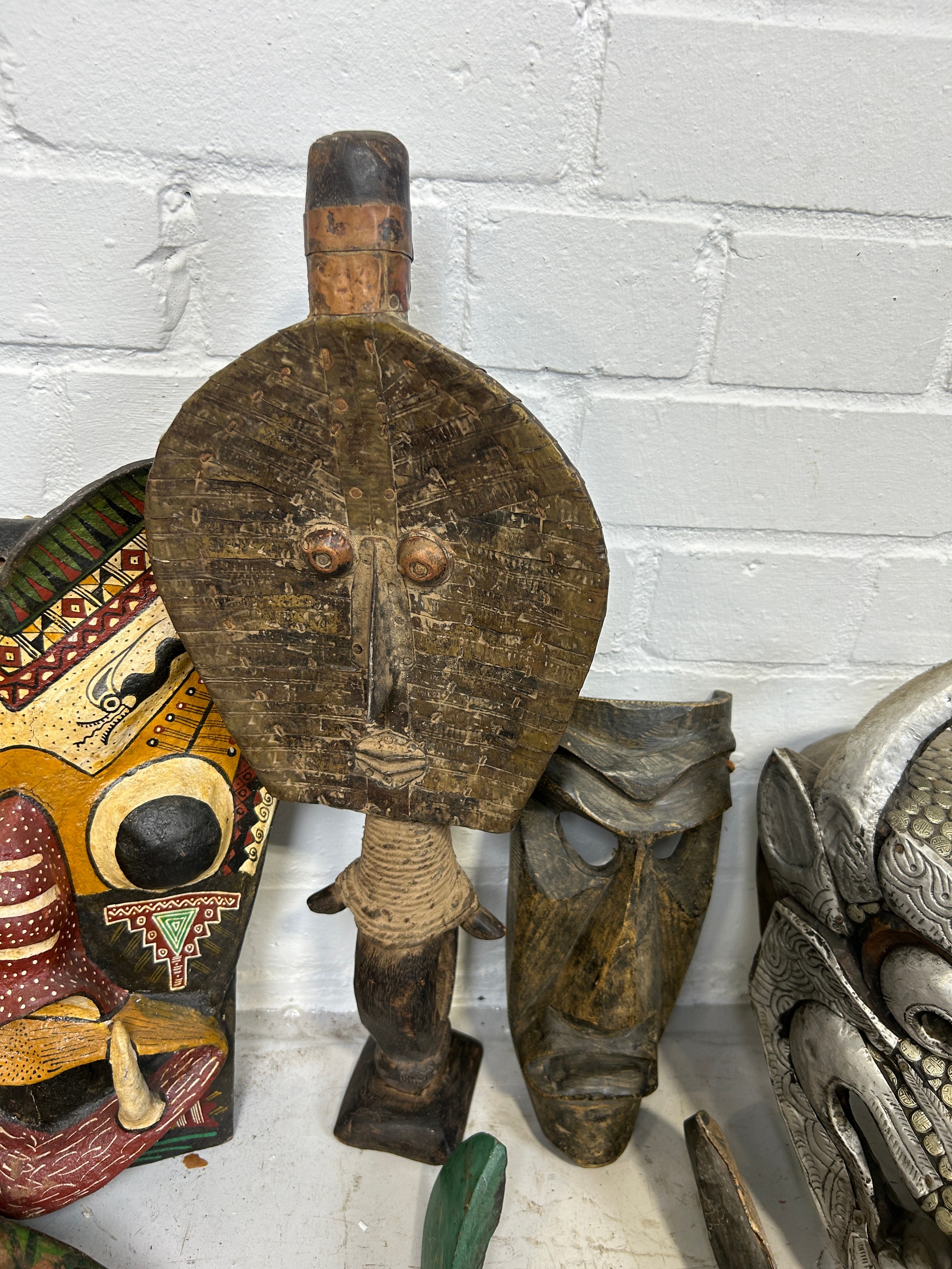 A COLLECTION OF TWENTY TWO AFRICAN TRIBAL MASKS, Largest measures 98cm x 26cm - Image 5 of 7